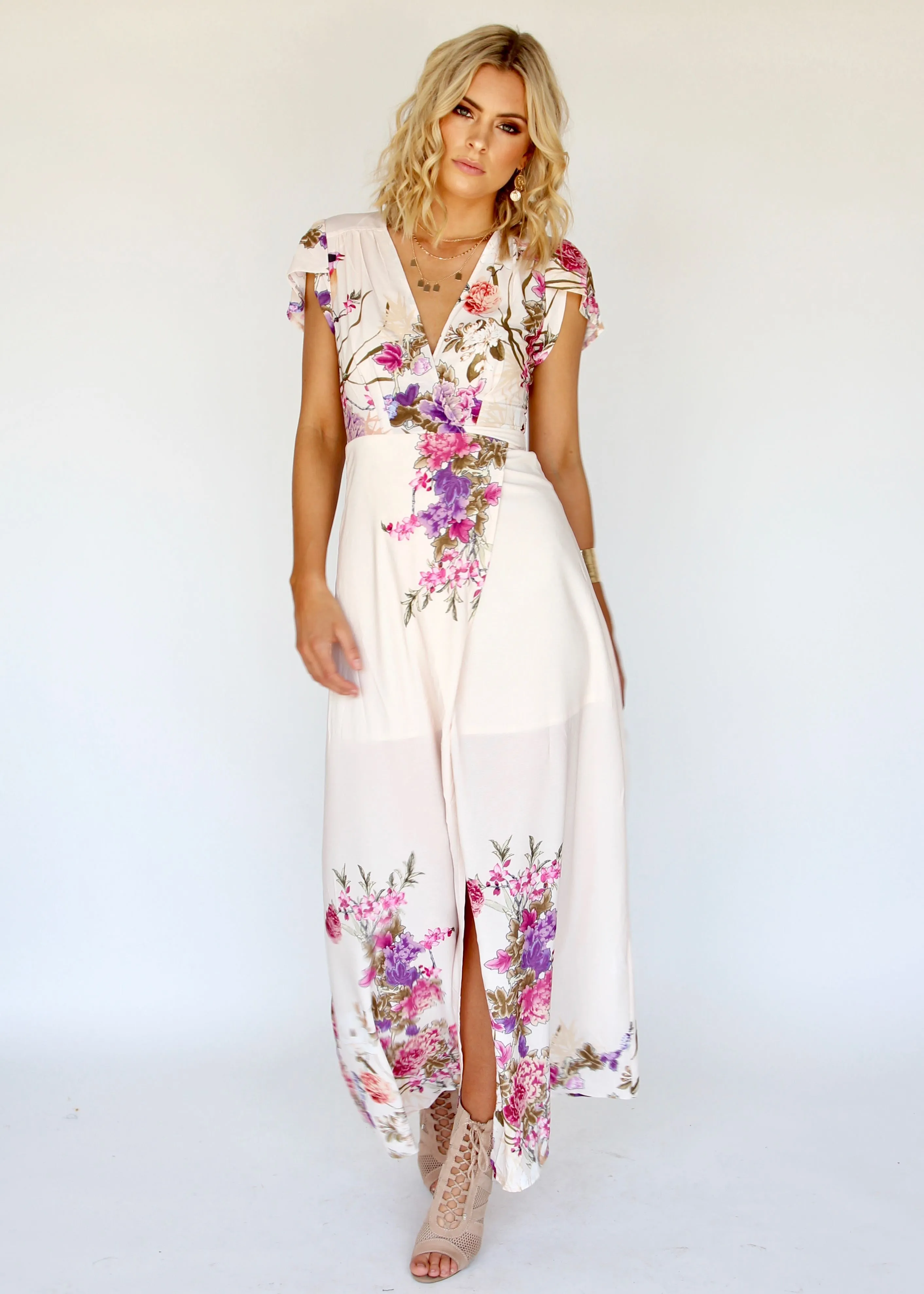 South Branch Wrap Dress - Blush Botanica