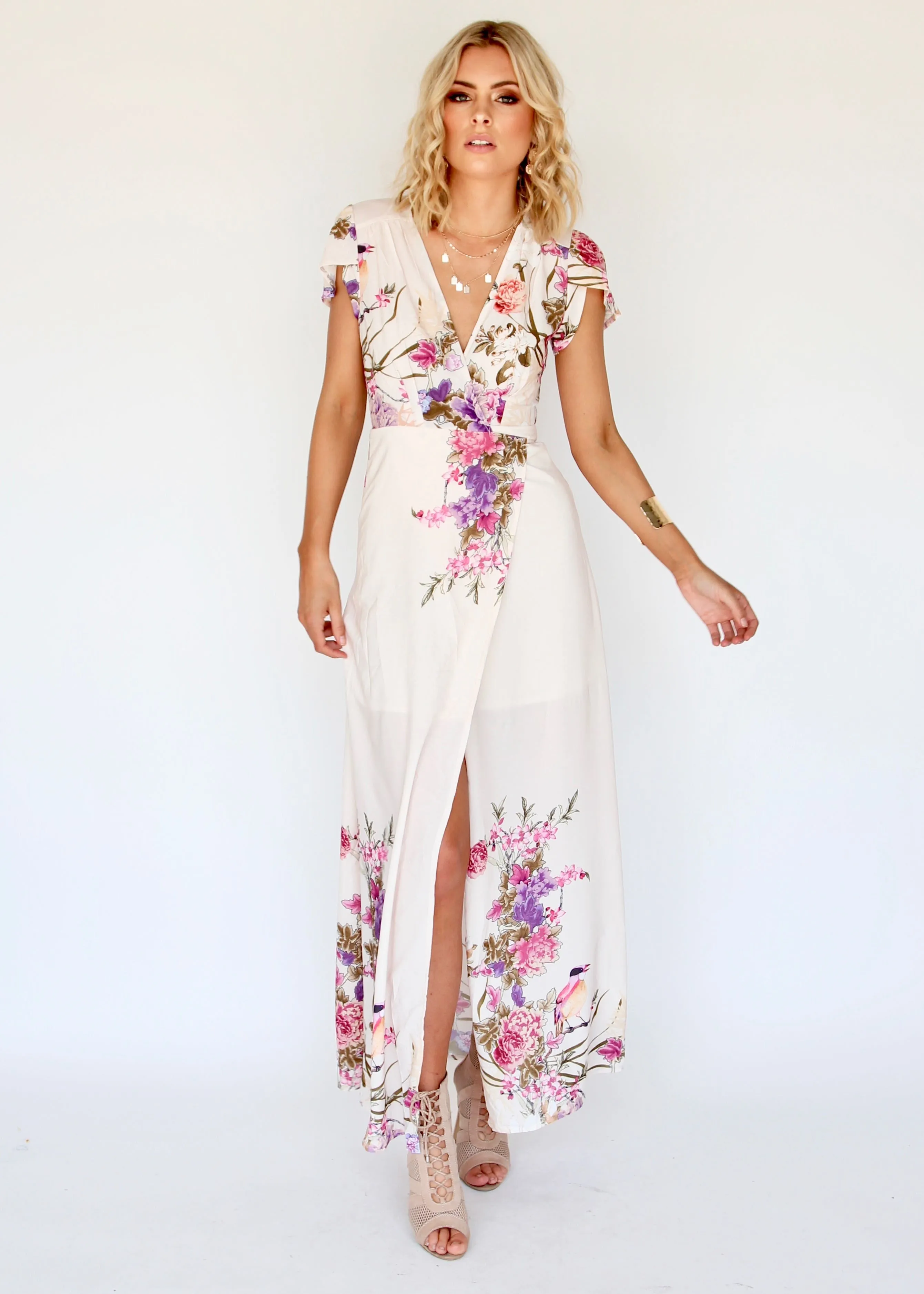 South Branch Wrap Dress - Blush Botanica