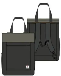 Stow Tote Recycled 22L Backpack - True Black/ Khaki