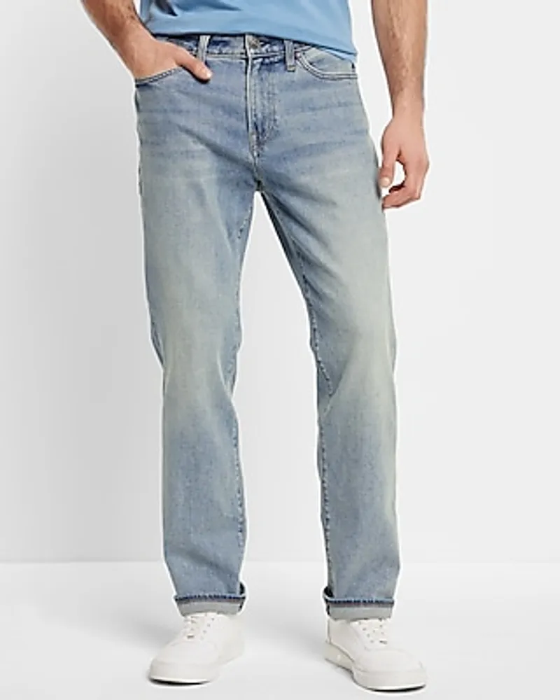 Straight Light Wash Stretch Jeans