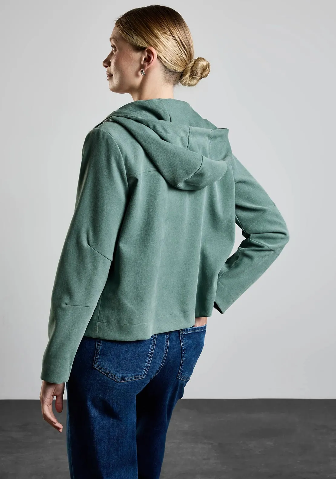 Street One Hooded Short Jacket, Seafoam Green