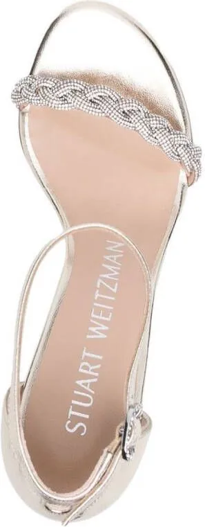 Stuart Weitzman Nudistcurve 80mm embellished sandals Gold