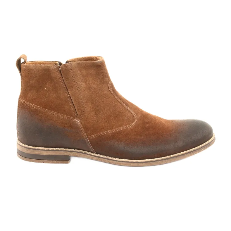 Suede Chelsea boot with a zipper Riko 859 camel brown