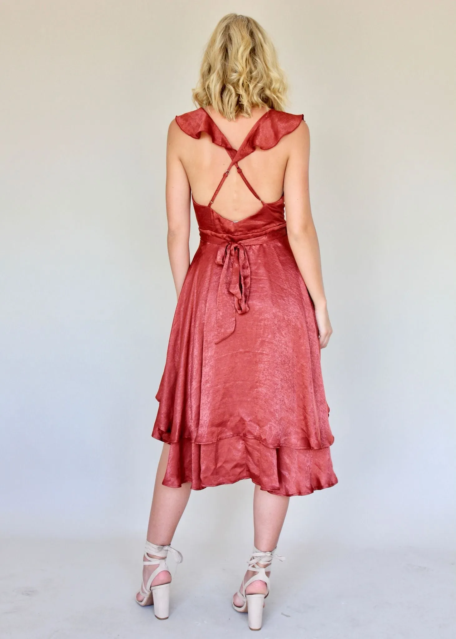 Take Me On Wrap Dress - Rust