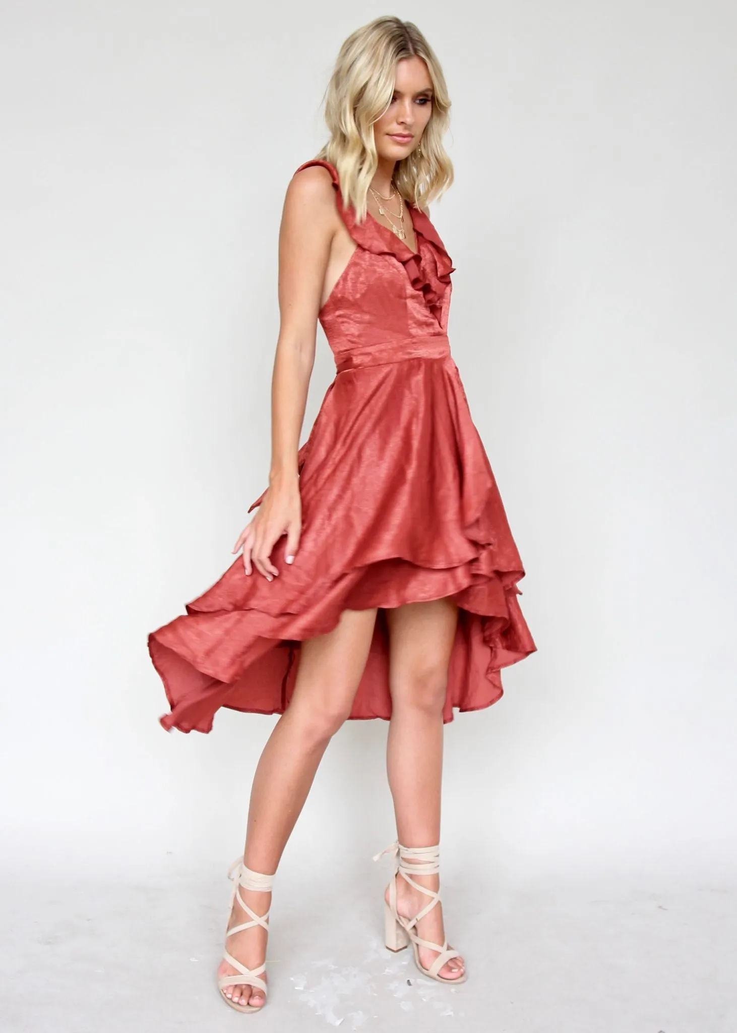 Take Me On Wrap Dress - Rust