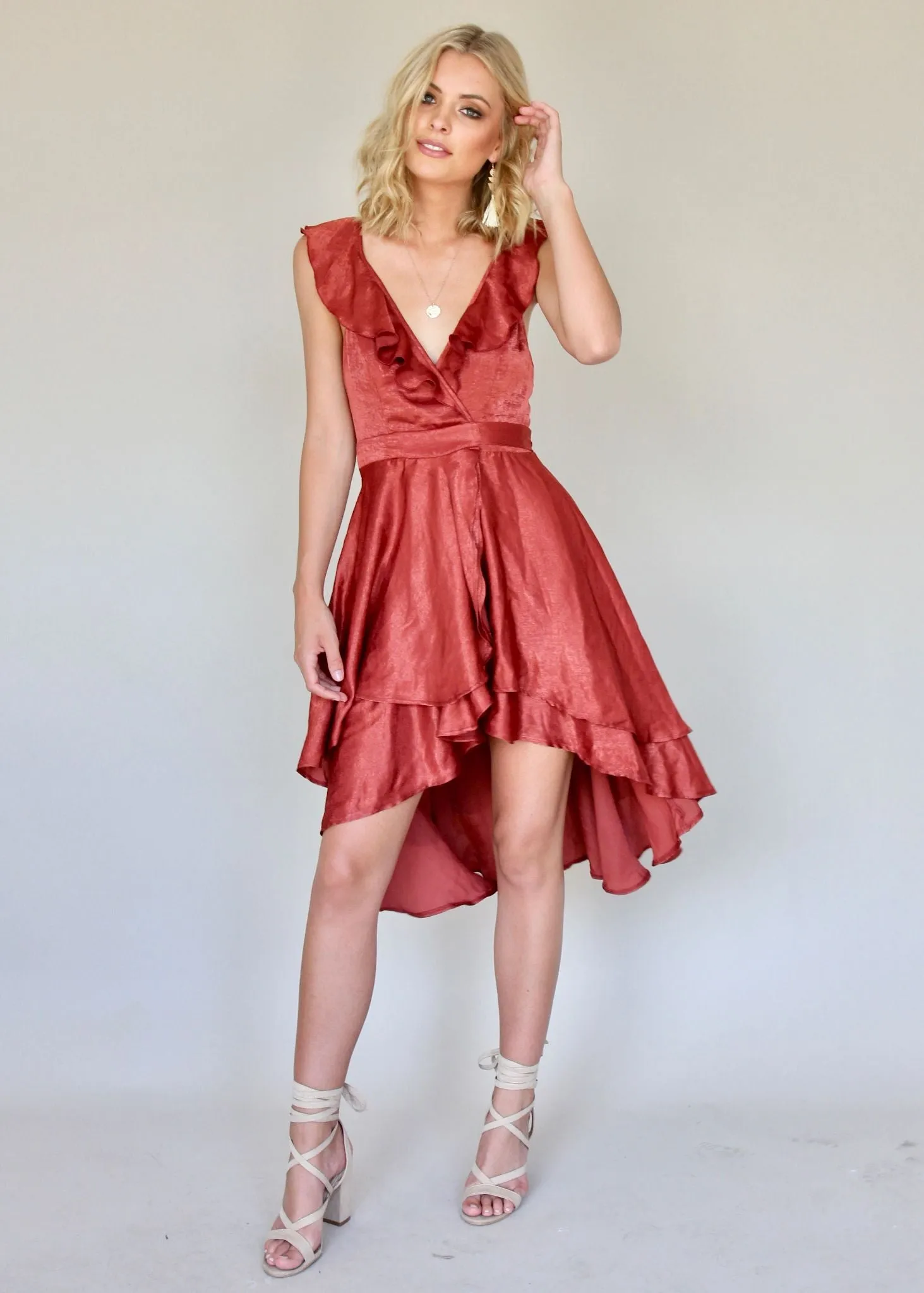 Take Me On Wrap Dress - Rust