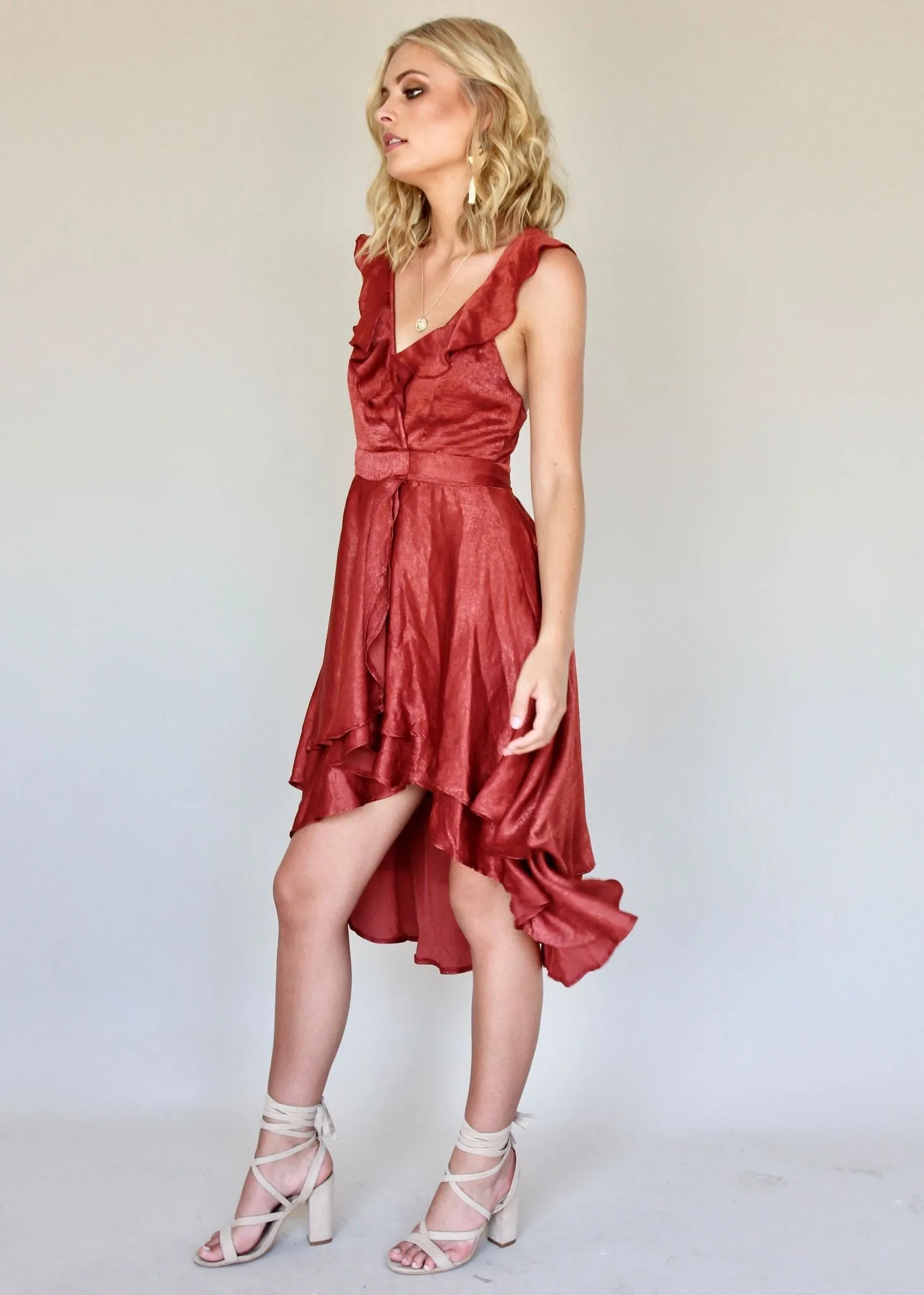 Take Me On Wrap Dress - Rust