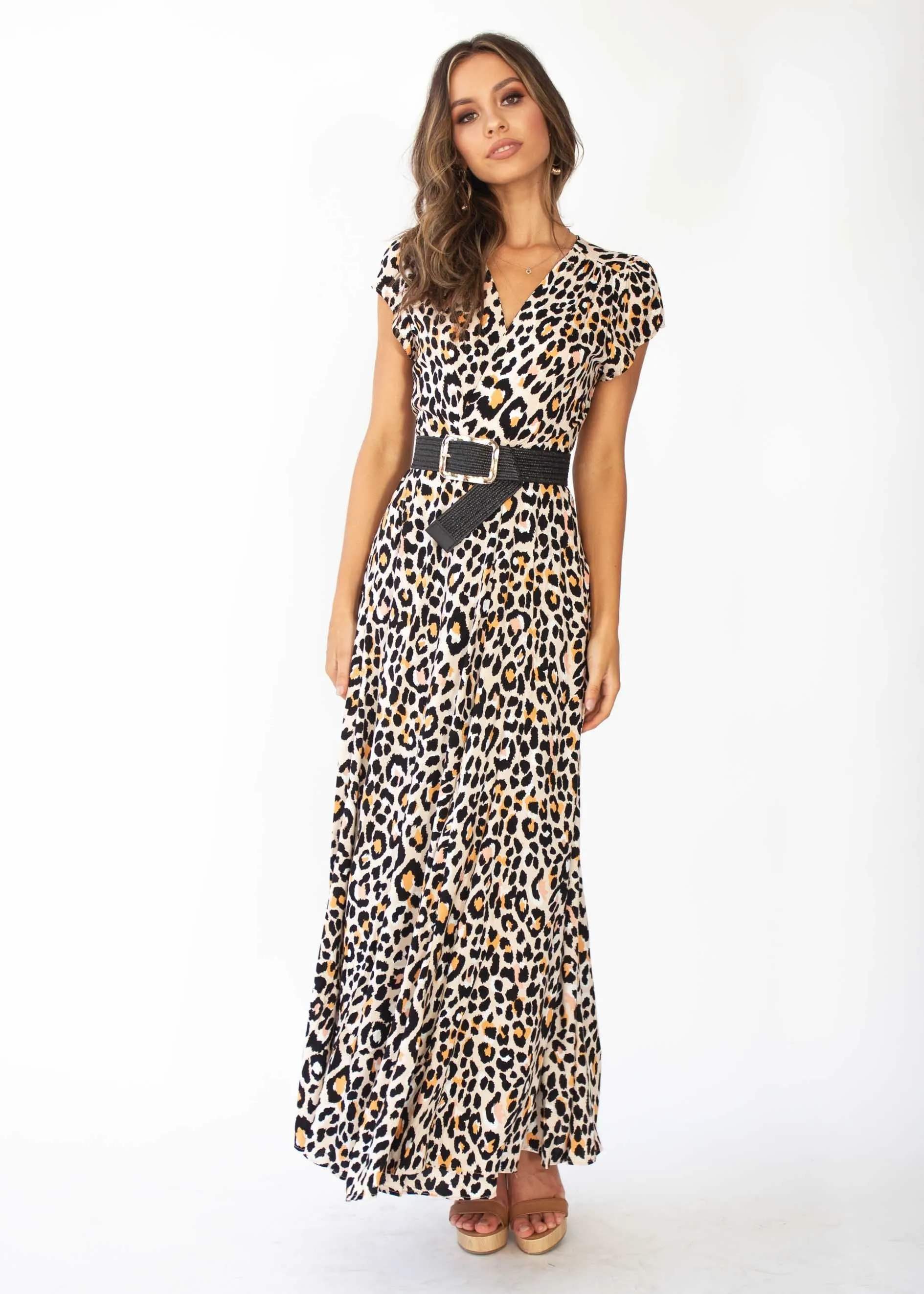 That Thing Wrap Maxi Dress - Nude Leopard