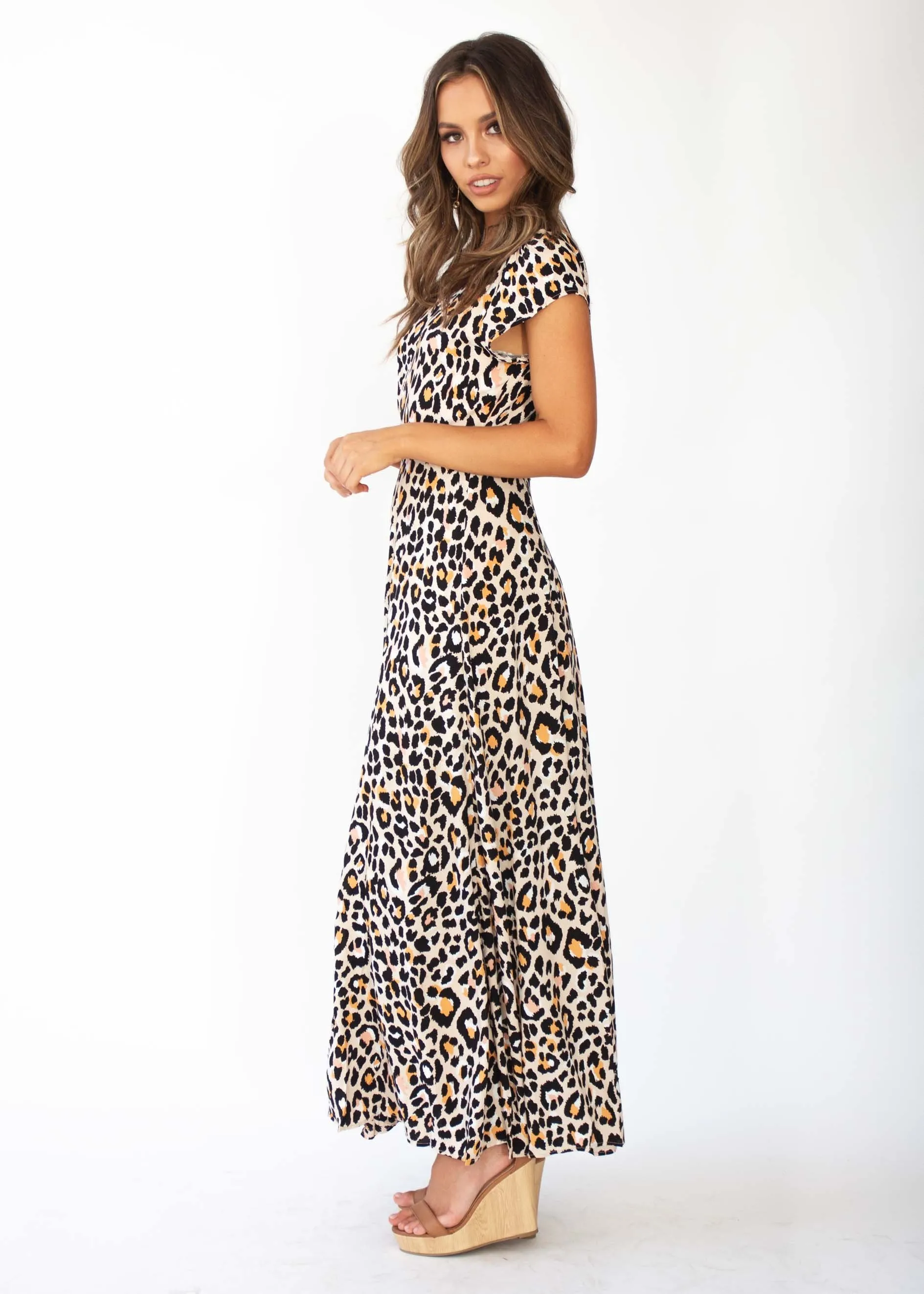 That Thing Wrap Maxi Dress - Nude Leopard