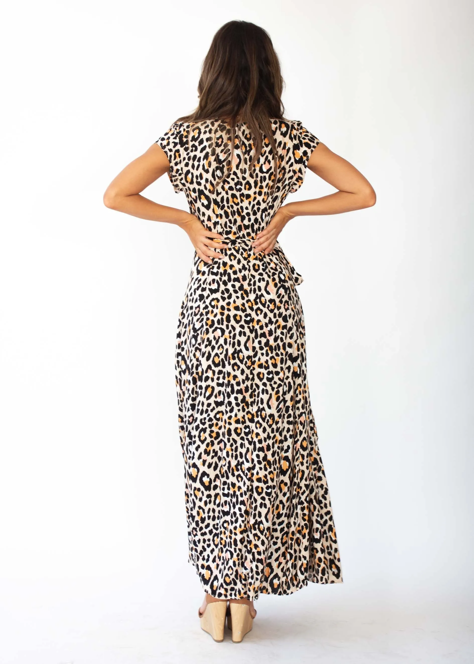 That Thing Wrap Maxi Dress - Nude Leopard