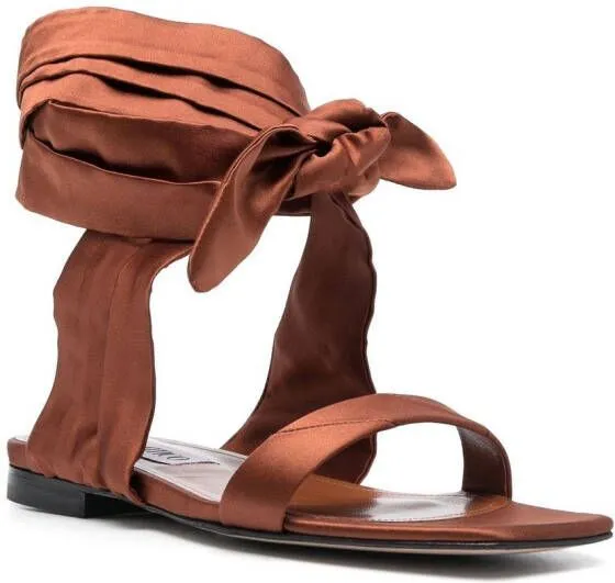 The Attico ankle-tie flat sandals Brown