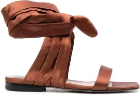 The Attico ankle-tie flat sandals Brown