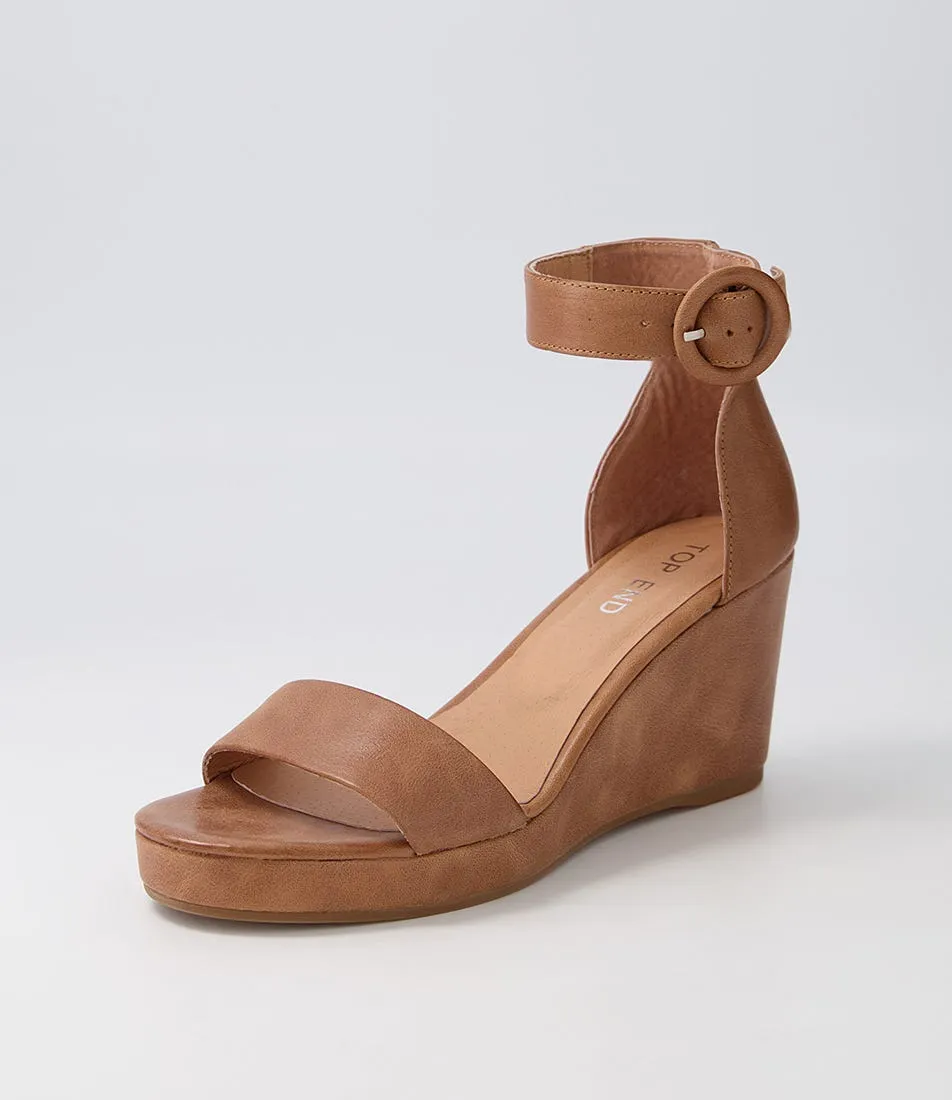 TOP END Waire Dark Tan Leather Sandals