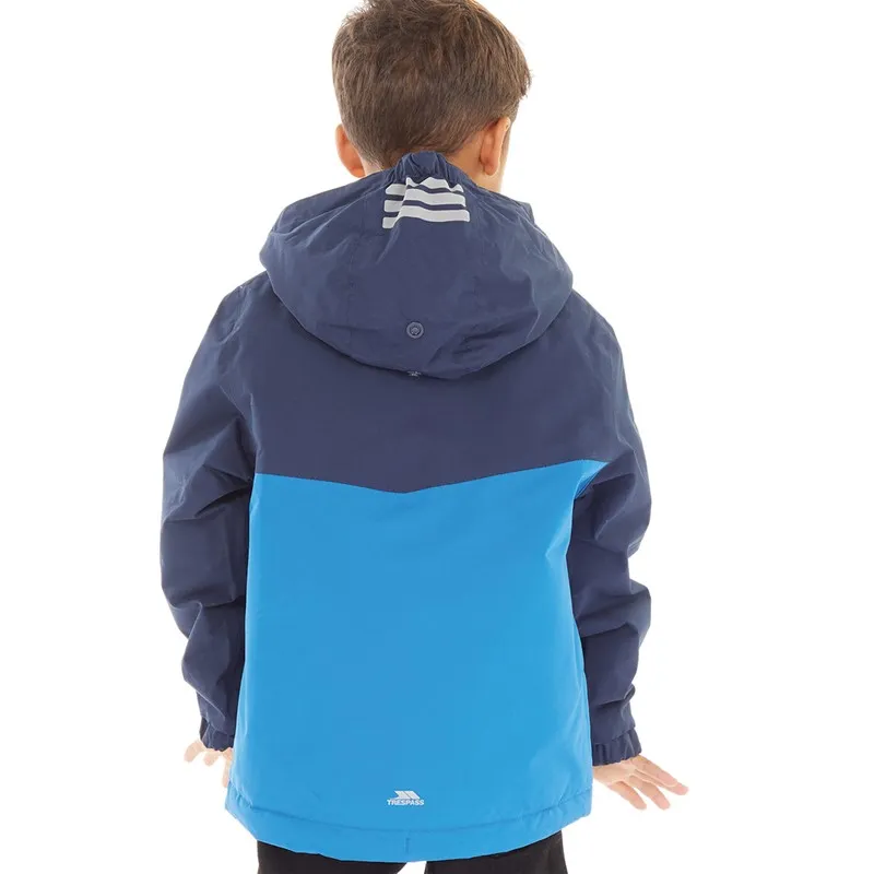 Trespass Boys Smash Padded Hooded Waterproof Jacket Blue/Orange/ Navy