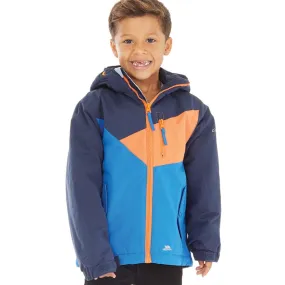 Trespass Boys Smash Padded Hooded Waterproof Jacket Blue/Orange/ Navy