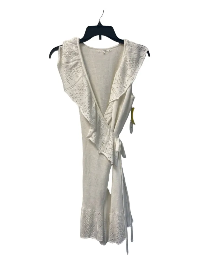 Tularosa Size XS Cream Polyester & Acrylic Wrap Waist tie Sleeveless Dress