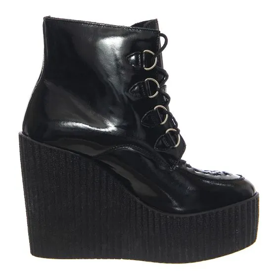 Underground Wedge Wulfurn Ankle Boot Black Patent 