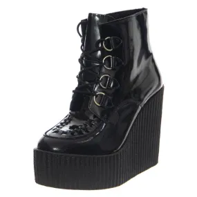 Underground Wedge Wulfurn Ankle Boot Black Patent 