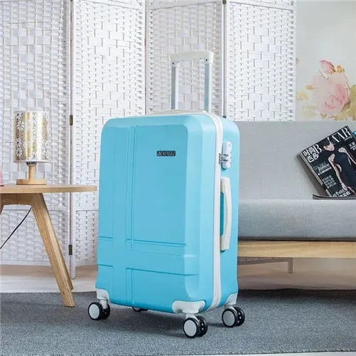 Unisex British Style ABS Spinner Rolling Luggage Travel Trolley Suitcase