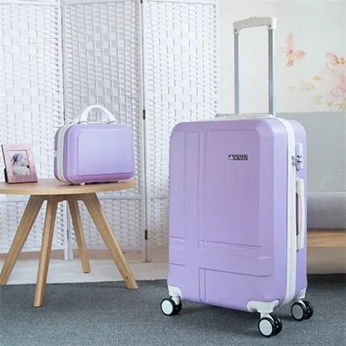 Unisex British Style ABS Spinner Rolling Luggage Travel Trolley Suitcase