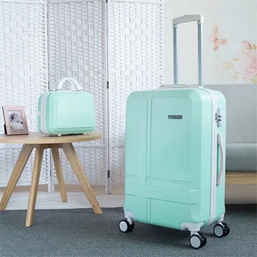 Unisex British Style ABS Spinner Rolling Luggage Travel Trolley Suitcase