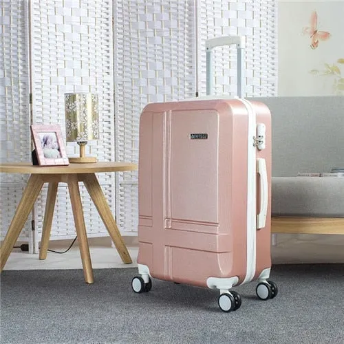 Unisex British Style ABS Spinner Rolling Luggage Travel Trolley Suitcase