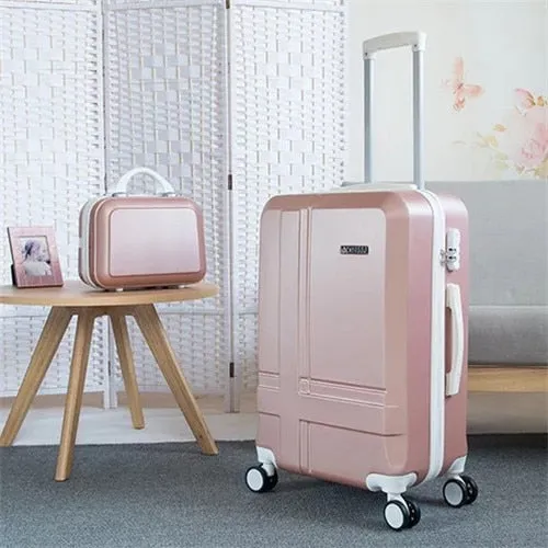 Unisex British Style ABS Spinner Rolling Luggage Travel Trolley Suitcase