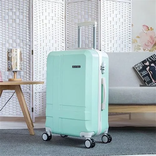 Unisex British Style ABS Spinner Rolling Luggage Travel Trolley Suitcase