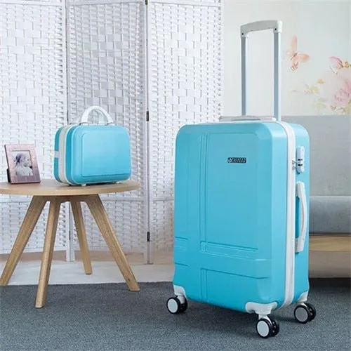 Unisex British Style ABS Spinner Rolling Luggage Travel Trolley Suitcase