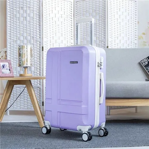 Unisex British Style ABS Spinner Rolling Luggage Travel Trolley Suitcase