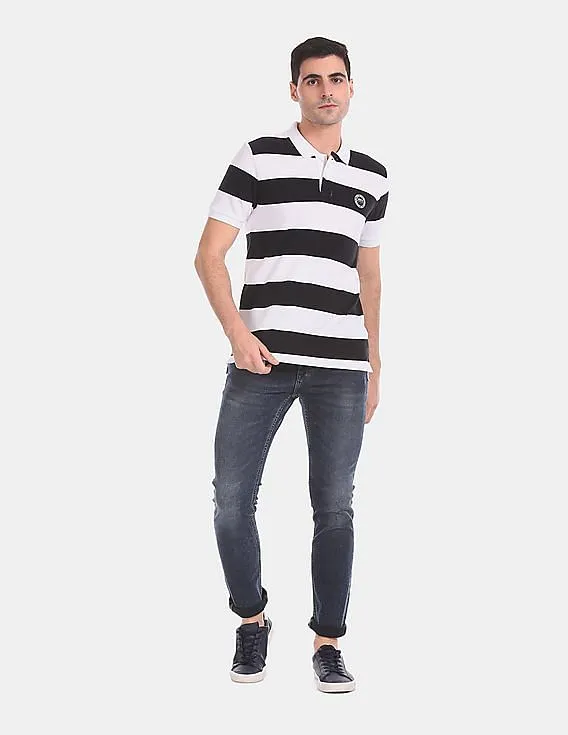 U.S. Polo Assn. Black And White Stripe Pique Polo Shirt