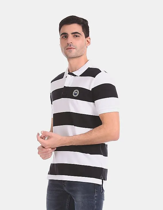 U.S. Polo Assn. Black And White Stripe Pique Polo Shirt