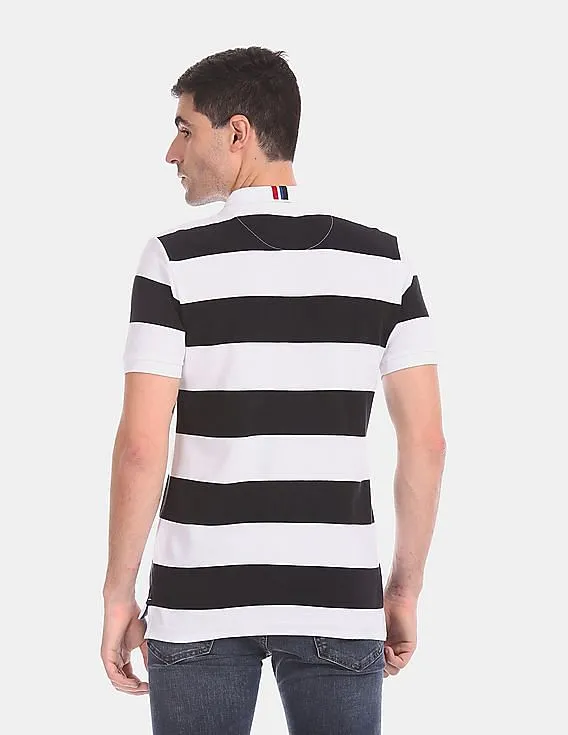 U.S. Polo Assn. Black And White Stripe Pique Polo Shirt