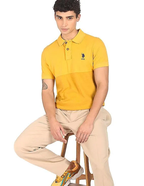 U.S. Polo Assn. Denim Co. Ribbed Collar Tonal Panel Polo Shirt