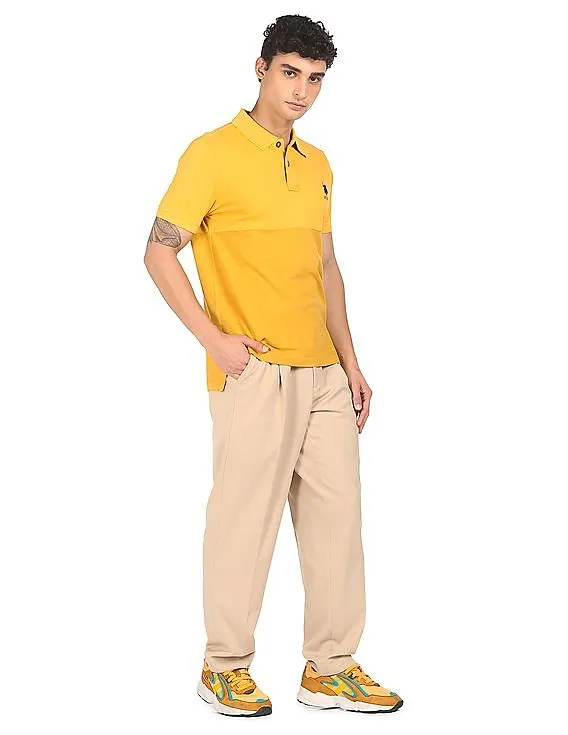 U.S. Polo Assn. Denim Co. Ribbed Collar Tonal Panel Polo Shirt