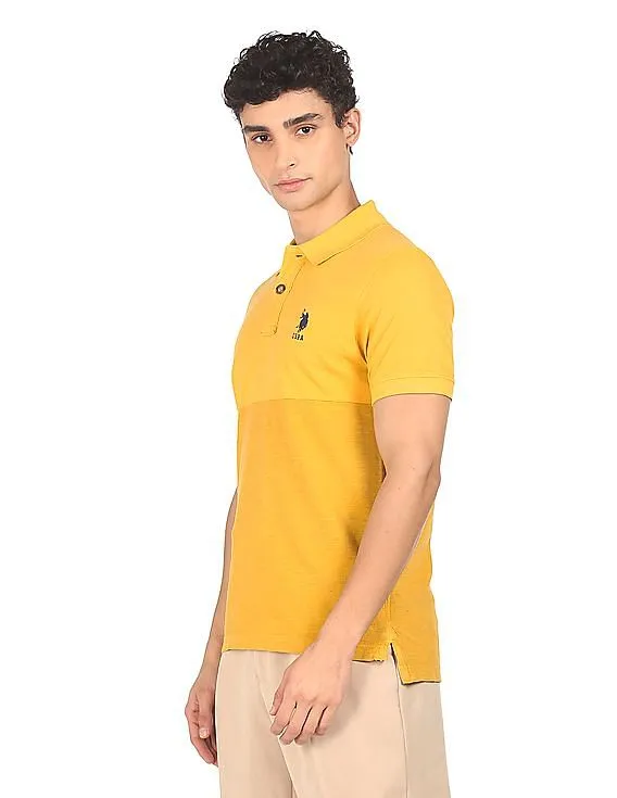 U.S. Polo Assn. Denim Co. Ribbed Collar Tonal Panel Polo Shirt