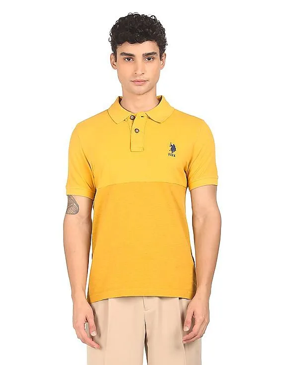 U.S. Polo Assn. Denim Co. Ribbed Collar Tonal Panel Polo Shirt