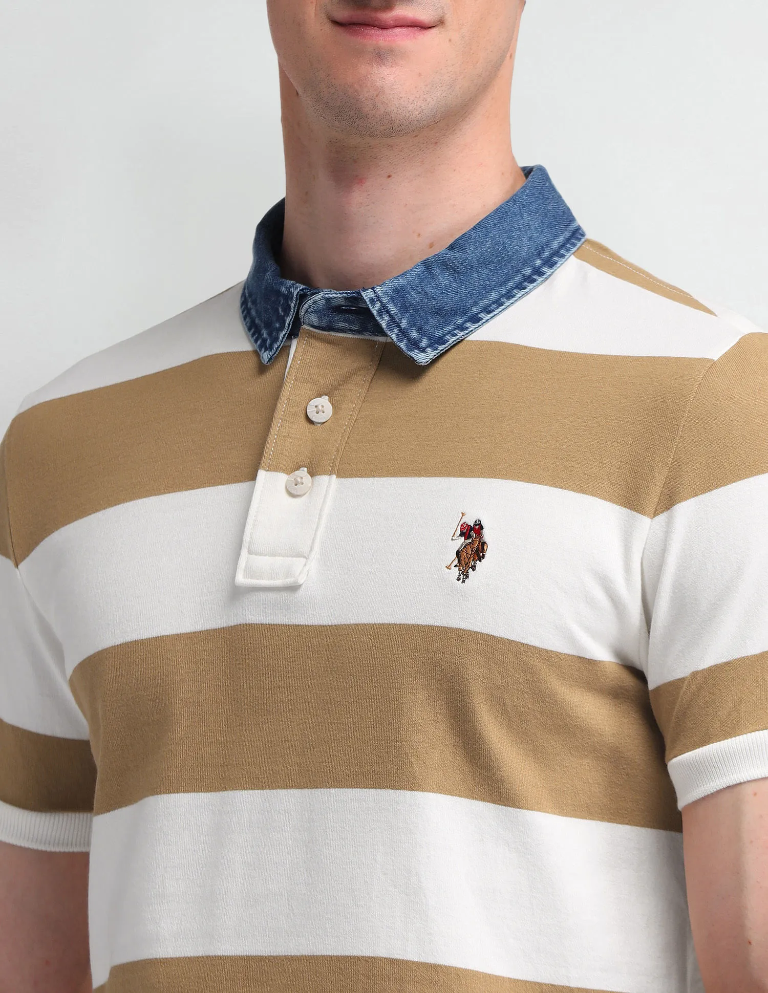 U.S. Polo Assn. Denim Co. Slim Fit Horizontal Striped Polo Shirt