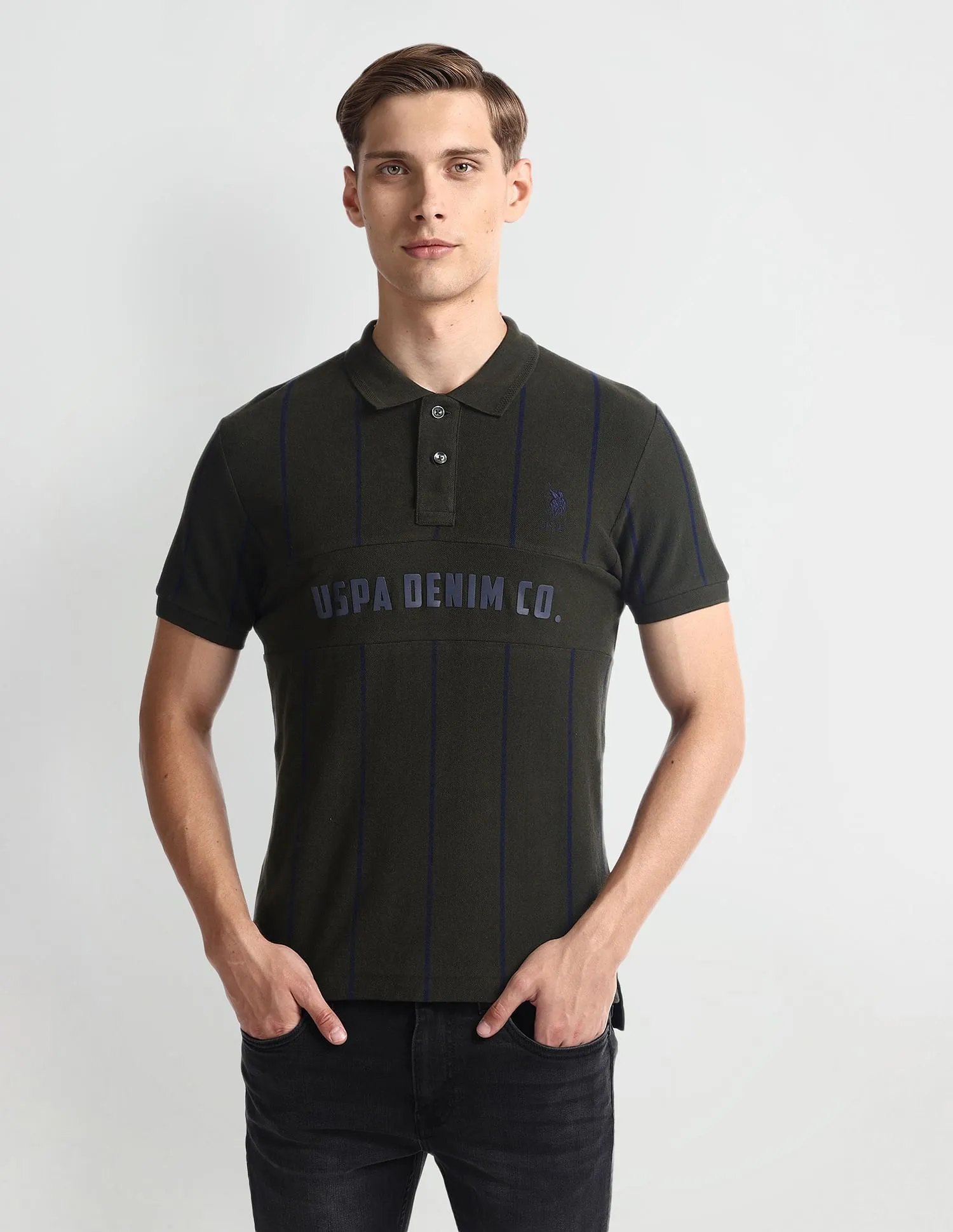 U.S. Polo Assn. Denim Co. Vertical Striped Yarn Dyed Polo Shirt