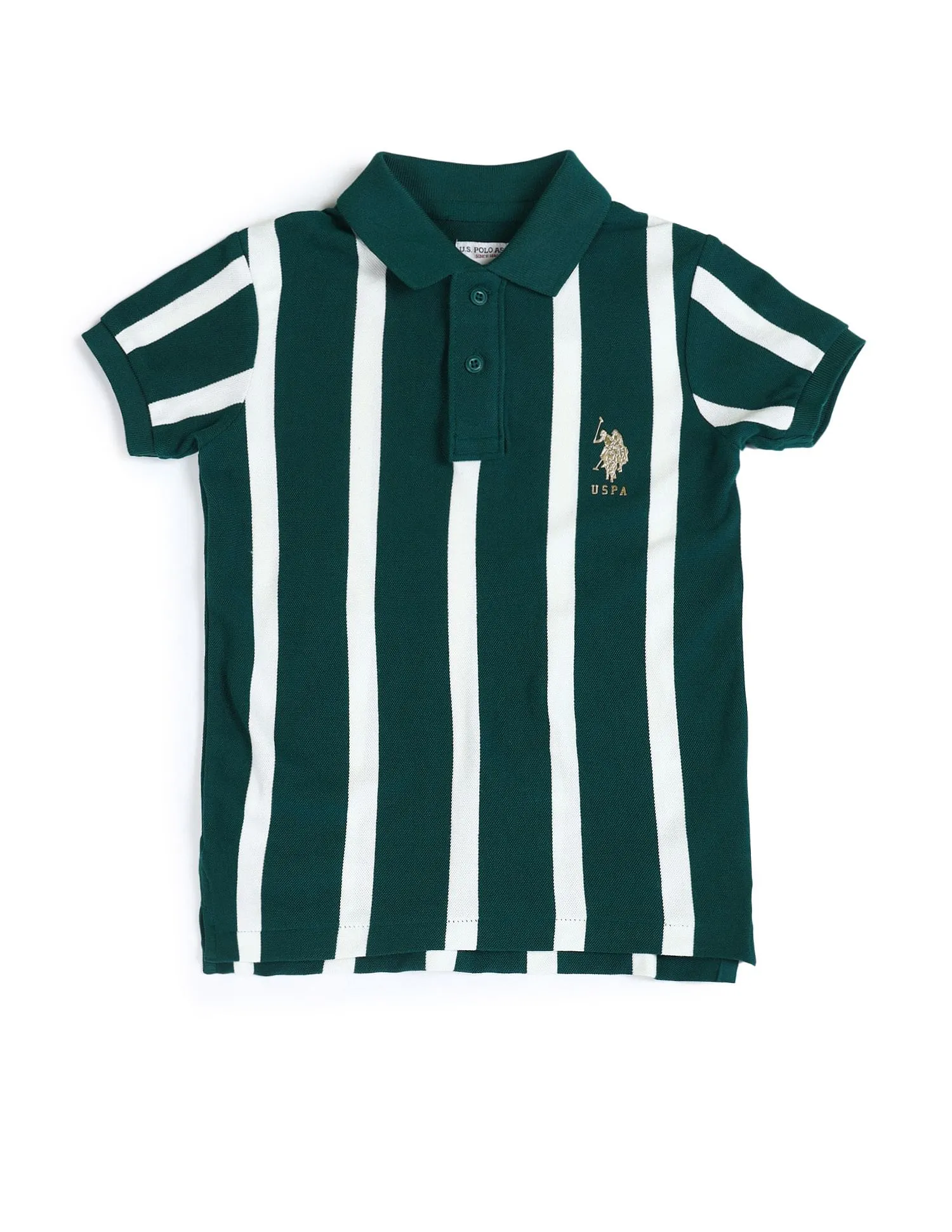 U.S. Polo Assn. Kids Boys Vertical Striped Regular Fit Polo Shirt