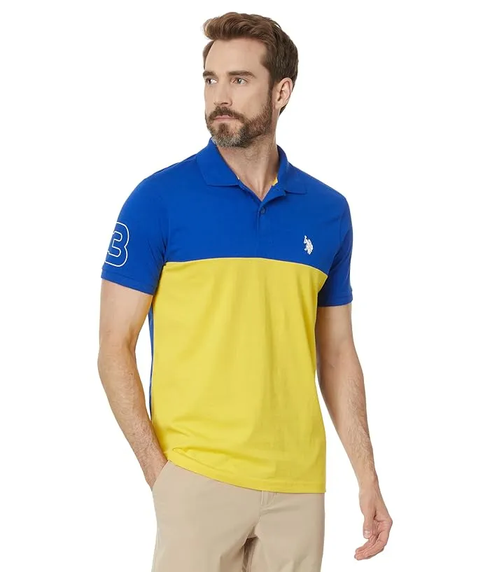 U.S. POLO ASSN. Short Sleeve Slim Fit Colorblock Athletic Jersey Knit Polo Shirt