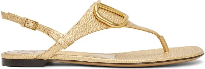 Valentino Garavani Gold VLogo Signature Flat Sandals