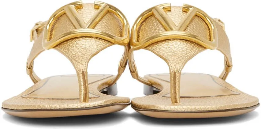 Valentino Garavani Gold VLogo Signature Flat Sandals