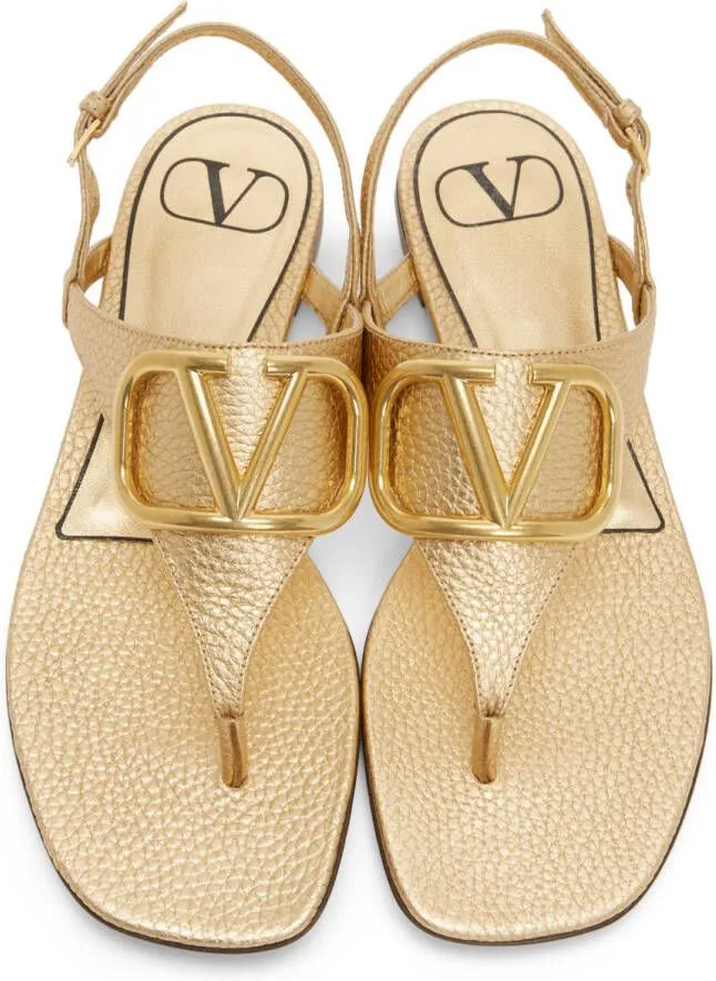 Valentino Garavani Gold VLogo Signature Flat Sandals