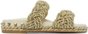 Valentino Garavani Off-White Rope Rockstud Sandals