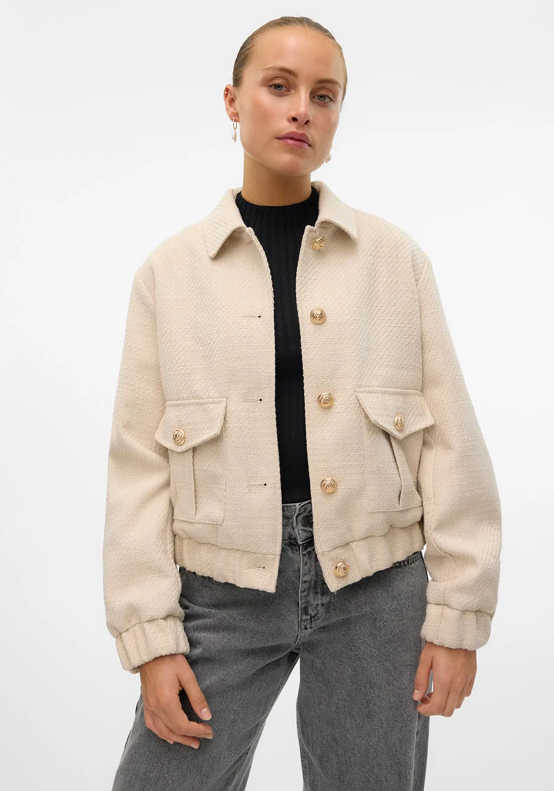 Vero Moda Suzimia Button Up Jacket, Beige