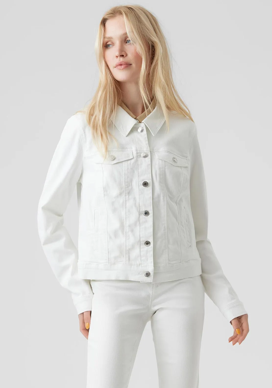 Vero Moda Wild Soya Short Denim Jacket, Bright White