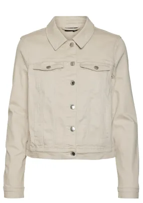 Vero Moda Wild Soya Short Denim Jacket, Pumice Stone