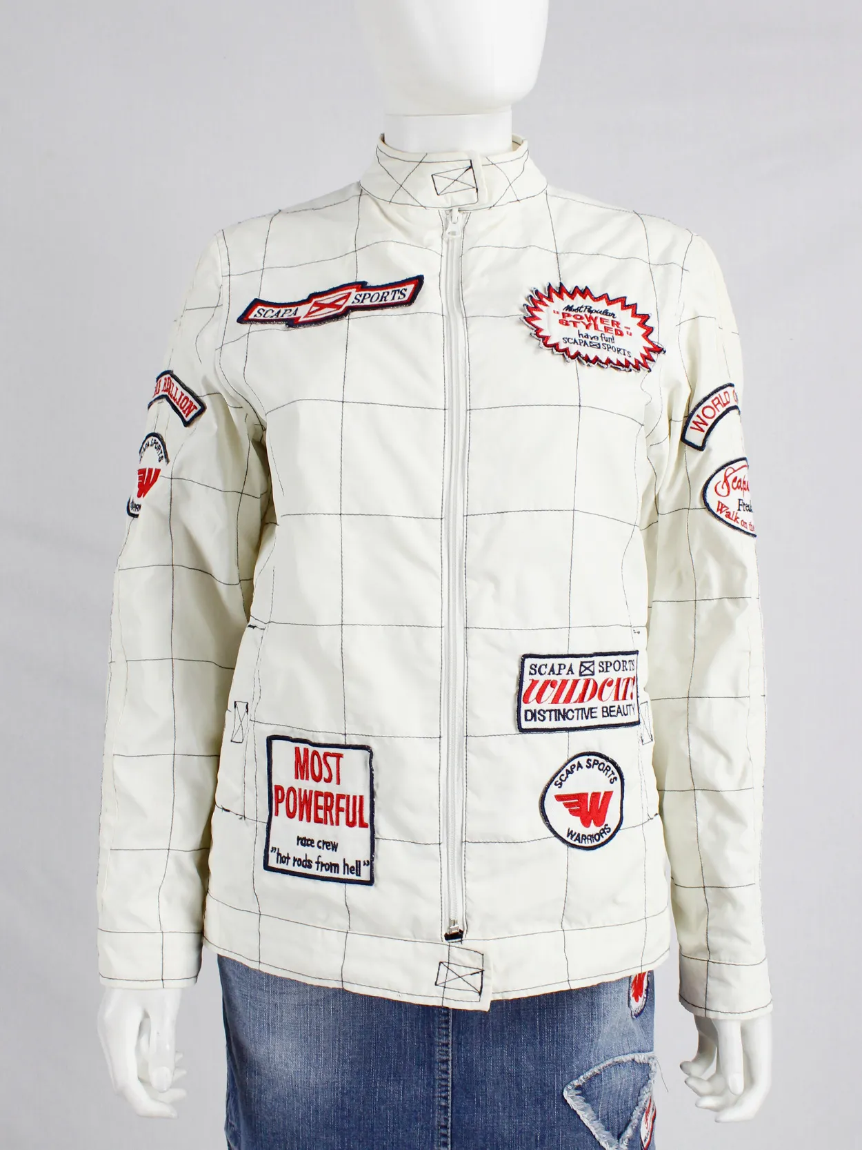 Walter Van Beirendonck for Scapa white ‘Formula 1’ racing jacket with patches