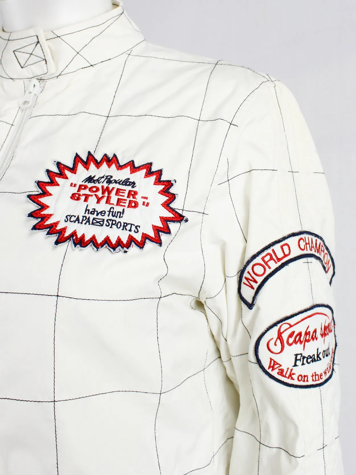 Walter Van Beirendonck for Scapa white ‘Formula 1’ racing jacket with patches